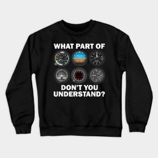 Funny Pilot Art Men Women Aviation Airline Pilot Instruments Crewneck Sweatshirt